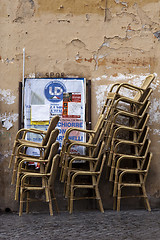 Image showing Stacked chairs