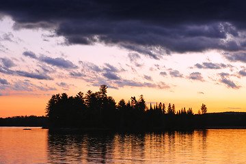 Image showing Dramatic sunset at lake