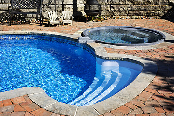 Image showing Swimming pool with hot tub