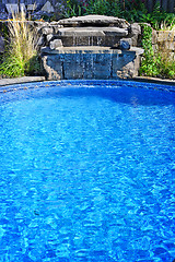 Image showing Swimming pool with waterfall