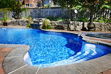 Image showing Swimming pool with waterfall