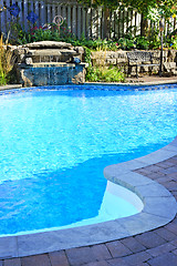 Image showing Swimming pool with waterfall