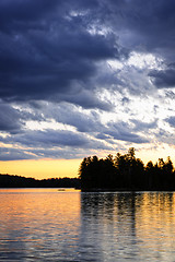 Image showing Dramatic sunset at lake