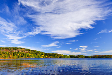 Image showing Fall forest and lake