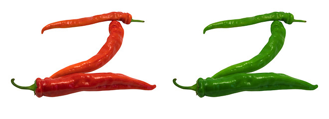 Image showing Letter Z composed of green and red chili peppers
