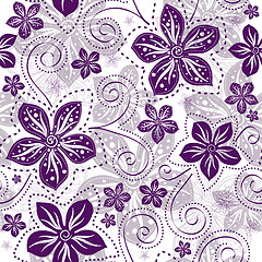 Image showing Seamless white-violet floral pattern