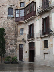 Image showing Building built against the roman gate of Barcelona.