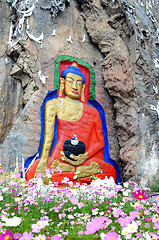 Image showing Ancient rock art of buddha painting