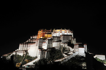 Image showing Night scenes of Potala Palace in Tibet