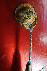 Image showing Tibetan red door