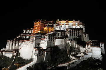 Image showing Night scenes of Potala Palace in Tibet