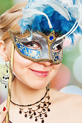 Image showing young woman in Carnival mask