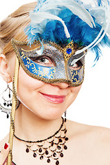 Image showing young woman in Carnival mask 