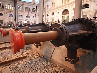 Image showing Hydraulics buffers stop, april 2012, Barcelona Franca railway st