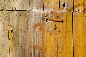 Image showing Old farm building door. 