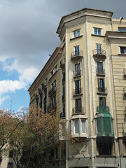 Image showing Building frontage under a storm sky, Barcelona center , Spain