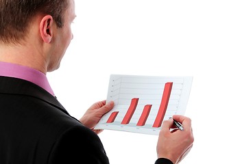 Image showing Businessman explains chart