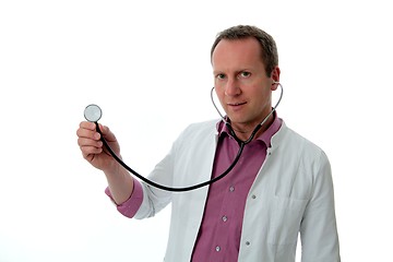 Image showing Doctor with stethoscope in air