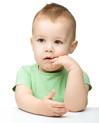 Image showing Portrait of a cute and pensive little boy