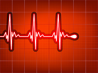 Image showing Heart cardiogram with shadow on red. EPS 8