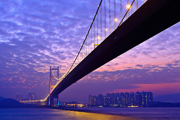 Image showing Tsing Ma Bridge at night