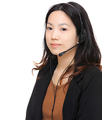 Image showing young woman with headset