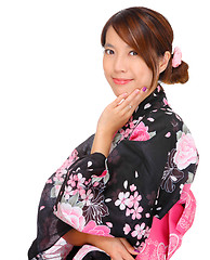 Image showing young woman wearing Japanese kimono