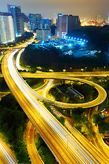 Image showing Highway at night in modern city