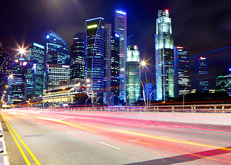 Image showing Singapore at night with traffic road