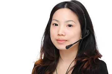 Image showing young woman with headset