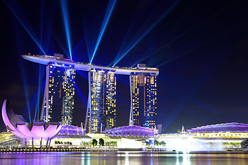 Image showing Singapore skyline at night