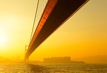 Image showing tsing ma bridge in sunset