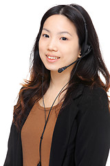 Image showing asian woman wearing headset