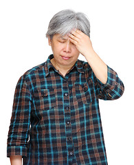 Image showing mature asian woman with headache