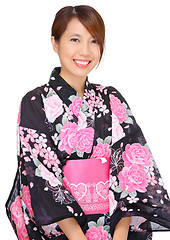 Image showing young woman wearing Japanese kimono