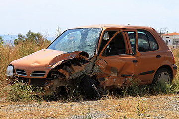 Image showing Small car crash