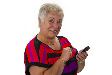 Image showing Female senior with her smartphone