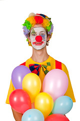 Image showing Colorful clown with balloons