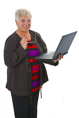 Image showing Happy female senior with laptop