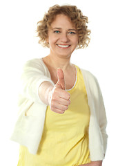 Image showing Glamorous woman gesturing thumbs-up