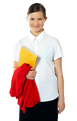 Image showing Portrait of happy school girl, posing