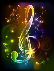 Image showing neon treble clef. vector illustration