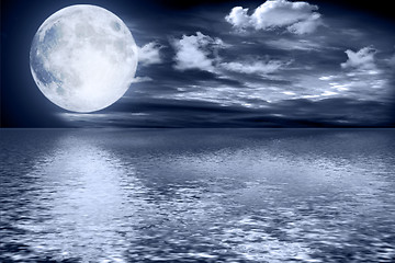 Image showing Full moon image with water