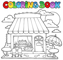 Image showing Coloring book cartoon candy store