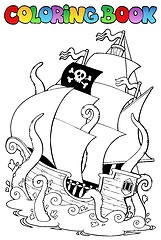 Image showing Coloring book with pirate ship 1