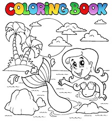 Image showing Coloring book ocean and mermaid 2