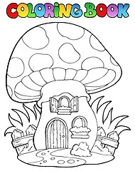 Image showing Coloring book mushroom house