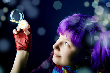 Image showing the girl with purple hair