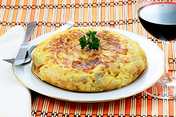 Image showing Omelet with potatoes and onion