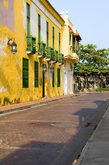 Image showing colorful street historic architecture Cartagena Colombia South A